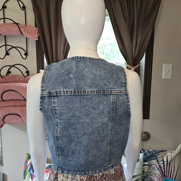 New! Button Front Denim Vest - Picture 6 of 7